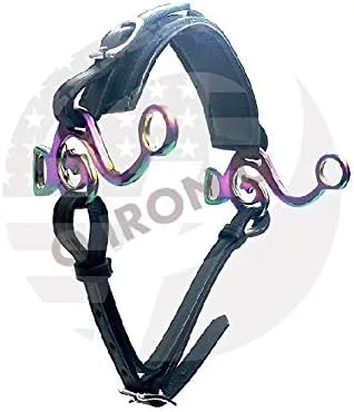 Vista 2 de Rainbow Multi Hackamore Bitless Horse Bit Inglés Western Ajustable Cuero (negro)