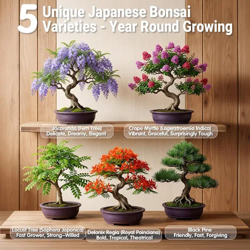 Vista 4 de Bonsai Tree Starter Kit for Beginners 5 Unique Indoor Plants