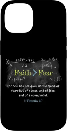 Vista 4 de Faith > Fear 2 Timothy 1:7 Christian Verse Math Equation Case for iPhone 17