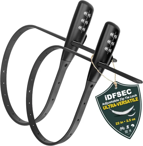 Vista 10 de Cerradura de bicicleta con brida de cremallera, bloqueo de cable ajustable con núcleo de acero inoxidable, bloqueo de cable multiusos para asegurar