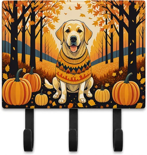 Vista 22 de Affenpinscher - Correa de otoño o llavero Affenpinscher Fall artwork on ceramic tile with three steel hooks for keys, leashes, towels