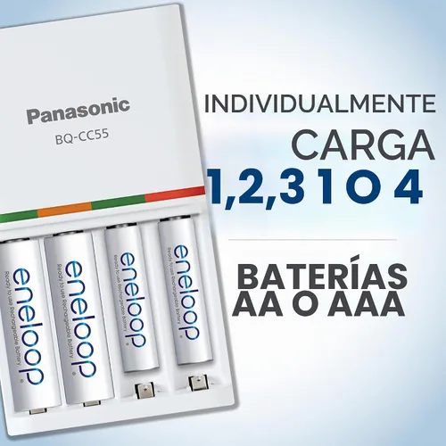 Vista 2 de Paquete de alimentación para Panasonic K-KJ55MC84CZ eneloop; 8 AA, 4 AAA, y batería avanzada con carga rápida de 3 horas