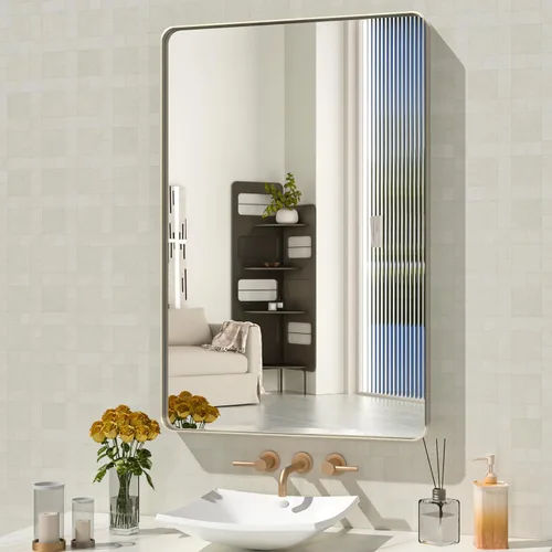 Vista 50 de WEER - Espejo de baño con luces LED, 50x70cm, espejo de tocador montado en la pared, 3 colores regulables, almohadilla antiempañante retroiluminada