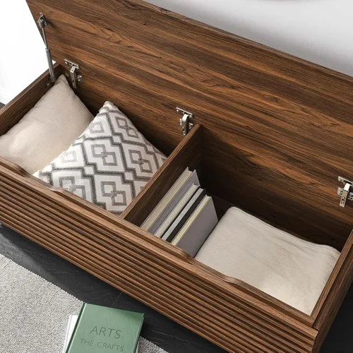 Vista 7 de Modway Render - Banco de almacenamiento de grano de madera de 47 pulgadas en nogal
