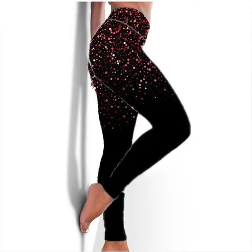 Vista 3 de Huilaibazo Leggings de entrenamiento con impresión 3D para mujer, mallas de gimnasio de moda, pantalones deportivos casuales, pantalones de yoga