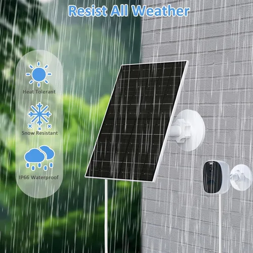 Vista 5 de Zivif Panel solar de 7 W para cámaras de seguridad, cargador solar USB C de 5 V y micro USB, fuente de alimentación impermeable IP66