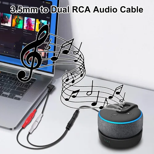 Vista 6 de 3.5mm to 2 RCA Audio Cable Stereo Y Splitter Adapter 25cm