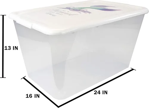 Vista 4 de SIMPLYKLEEN Contenedores de almacenamiento reutilizables de plástico transparente apilables con tapas de impresión de sirena (paquete de 4)
