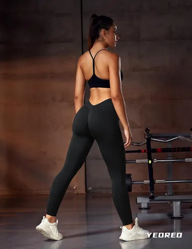 Vista 4 de YEOREO Liz - Leggings de entrenamiento para mujer, cintura alta, levantamiento de glúteos, espalda en V, sin costuras, para gimnasio, yoga