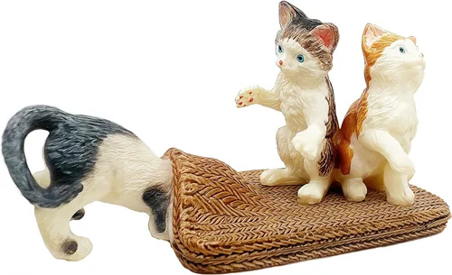 Vista 4 de Gemini&Genius 6 juguetes de gato para niños, figuras de gato, gatitos realistas para niños pequeños, juguetes divertidos de animales para mascotas
