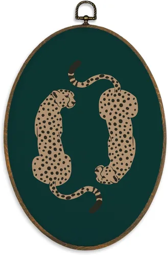 Vista 9 de XBBMGG Decoración artística de pared de leopardo retro verde esmeralda, decoración moderna estética de guepardo, decoración redonda para colgar