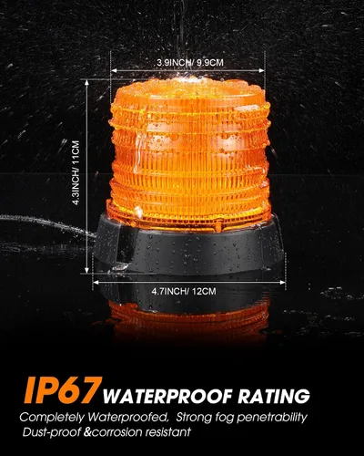 Vista 3 de Leelosp Paquete de 3 60 luces LED estroboscópicas de 12 V-24 V, luz estroboscópica intermitente de seguridad ámbar con cable magnético y recto de 16
