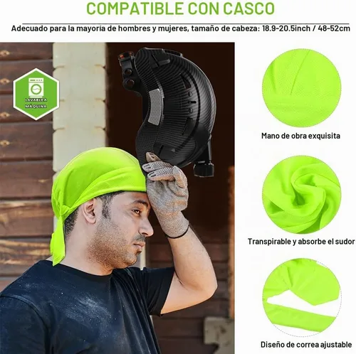 Vista 6 de GREEN DEVIL Casco de seguridad con luz recargable para faros delanteros y forro para casco, correa para barbilla, para hombre, ventilada