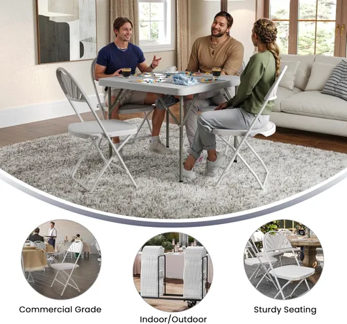 Vista 5 de Flash Furniture HERCULES Series - Silla plegable con respaldo de plástico blanco de 650 libras