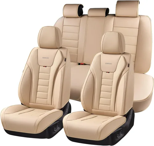 Vista 31 de Coverado Juego completo de fundas de asiento de automóvil, protector impermeable para asiento de automóvil, cojín de asiento de cuero, fundas