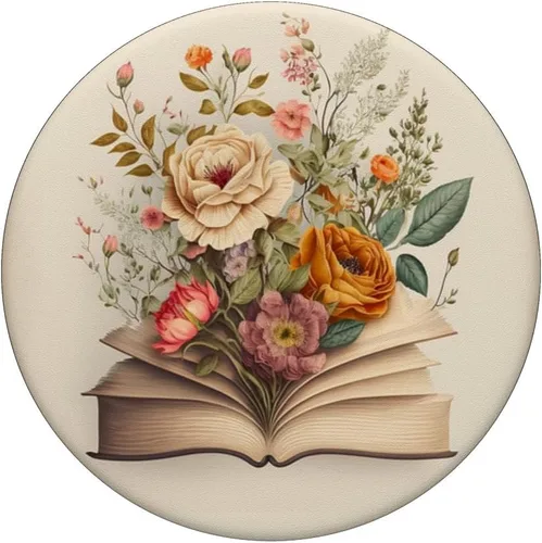Vista 3 de Librarian Flowery Book Lover Bookish Floral Aesthetic PopSockets intercambiables PopGrip