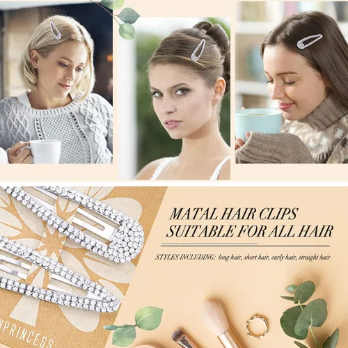 Vista 6 de KANPRINCESS Pinza para el pelo, 2 piezas de diamantes de imitación de 2.4 pulgadas, color plateado, pasadores de pelo para mujeres y niñas, novia