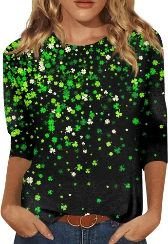 Vista 2 de Blusas de verano para mujer, estilo casual, manga 34, cuello redondo, blusas tipo túnica casuales