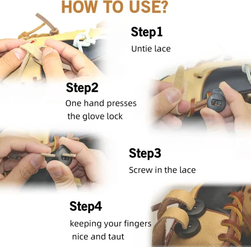 Vista 6 de AliBall Candados para Guantes, Candados de Cordón para Guante de Béisbol, 8 Piezas, Nunca Más Necesitarás Hacer Nudos, Alta Elasticidad, Hechos