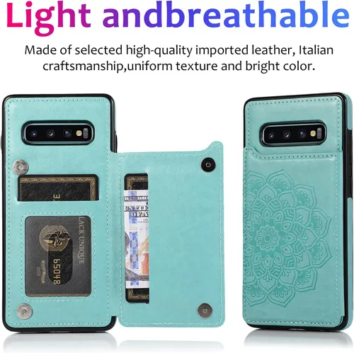Vista 6 de Asuwish Funda compatible con Samsung Galaxy S10 Plus y protector de pantalla de vidrio templado con ranura para tarjetero, soporte para teléfono
