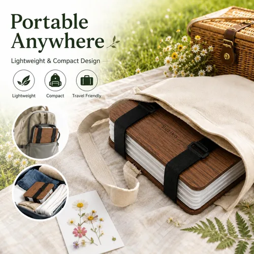 Vista 7 de Suziko Kit profesional de prensa de flores de 6 capas de 6.3 x 8.3 pulgadas, marrón, kit de prensado de flores para adultos y niños, gran regalo