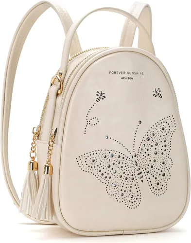 Vista 6 de APHISON Mochila grande de moda, mochila pequeña, color blanco
