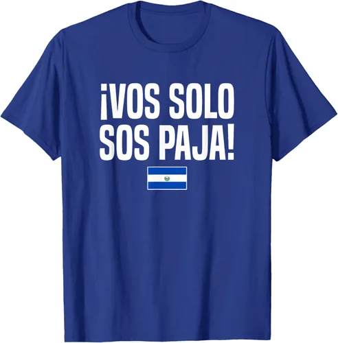 Vista 23 de Camiseta Vos Solo Sos Paja Salvadoran Slang Bandera de El Salvador, Negro
