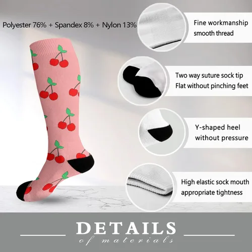 Vista 6 de devor Long Socks for Women Casual Sock Womens Thigh High Socks Funny cherry Socks