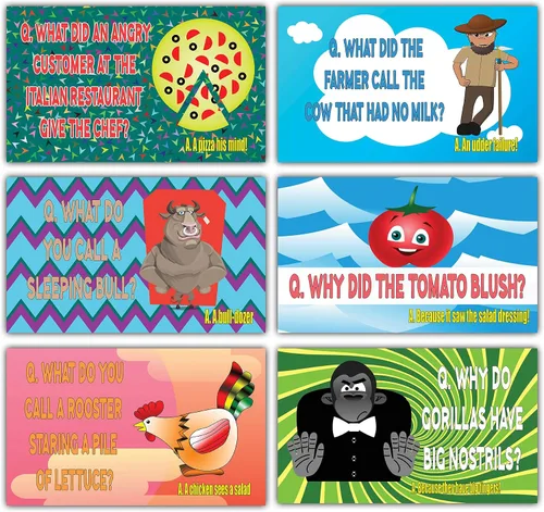 Vista 7 de Creanoso Tarjetas de chistes tontas e hilarantes – (30 tarjetas x 2 juegos) – Tarjetas de notas divertidas y divertidas para niños – Tarjetas