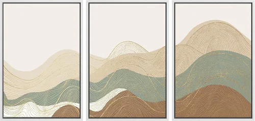 Vista 92 de SIGNWIN Lienzo enmarcado para pared, juego de arte tranquilo con reflejo de lago, acuarela, montaña y agua, ilustraciones modernas, arte abstracto
