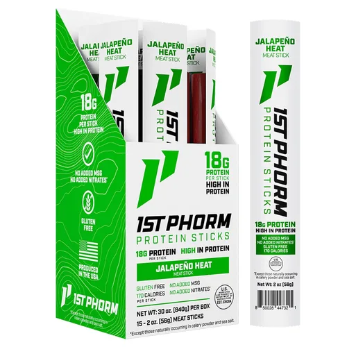 Vista 7 de 1st Phorm Palitos de proteína, Teriyaki sazonado, 0.63 oz de proteína, 15