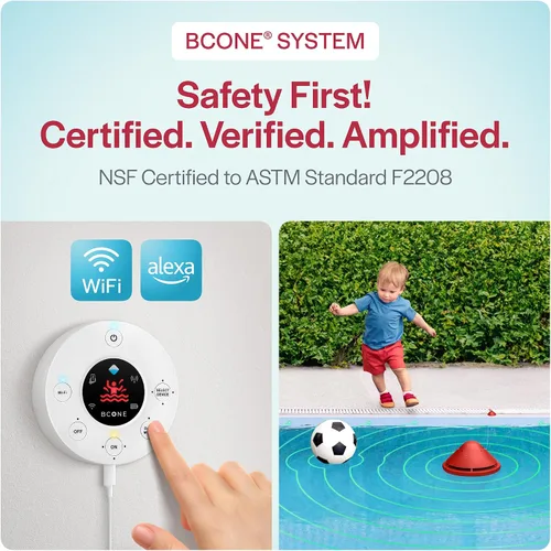 Vista 2 de Sistema Multi BCONE® Alarma de piscina de Lifebuoy® Alarma flotante para piscina certificada ASTM F2208 Alarmas de seguridad para piscina fuerte
