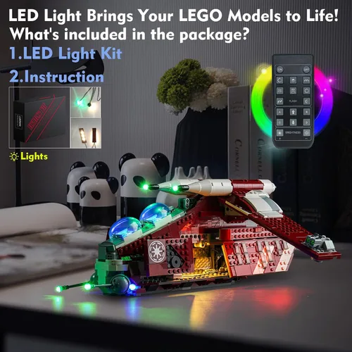 Vista 3 de VONADO Kit de luces LED para LEGO Coruscant Guard Gunship 75354, juego de iluminación creativa con control remoto, accesorios compatibles con LEGO