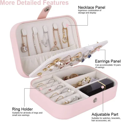 Vista 3 de Joyero Homchen de viaje, caja para guardar las joyas, para collares, pendientes, anillos y pulseras