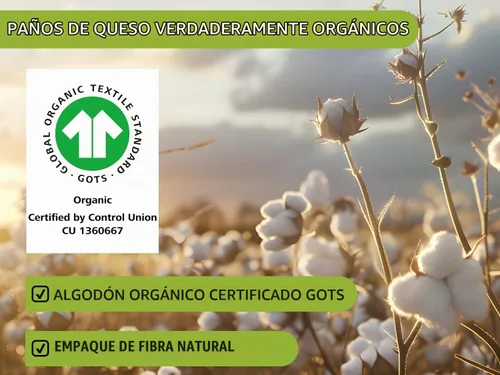 Vista 2 de Paños de queso orgánicos, certificado GOTS, paquete de 2, paño de queso