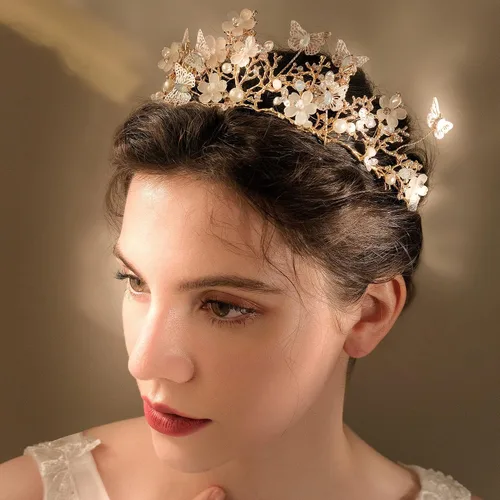 Vista 5 de Yumikoo Corona de flores de hadas para mujer, tocado de flor de perla blanca para fiesta de boda