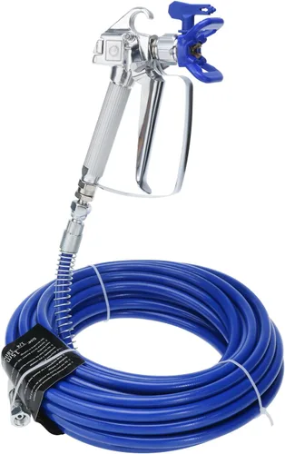 Vista 3 de YaeTek Kit de manguera de pistola de pintura sin aire, tubo de fibra de alta presión de 50 pies x 1/4 pulgadas, manguera de pulverización de pintura