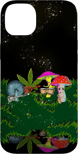 Vista 15 de Jamming Mushrooms Weed - Carcasa para iPhone 17, diseño psicodélico de cannabis 420