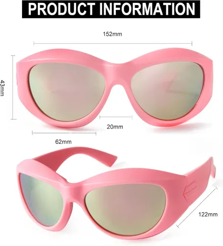 Vista 4 de SORVINO Gafas de sol ovaladas futuristas para mujeres y hombres, lentes envolventes de gran tamaño para mujeres y hombres, tonos beige y ros