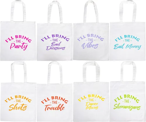 Vista 6 de Funky Junque Bolsa de lona para mujer, bolsa de playa para despedida de soltera, regalos de fiesta de novia, bolsas de compras reutilizables