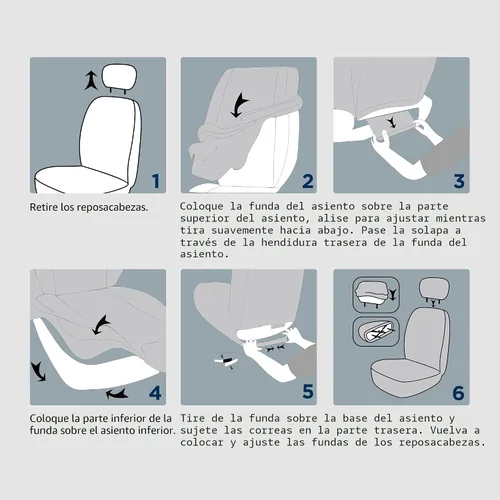 Vista 6 de Pic Auto Fundas de asiento de automóvil de respaldo alto,cuero sintético, compatible con bolsa de aire, ajuste universal, Negro