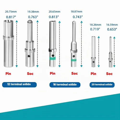 Vista 3 de 180 piezas de pines y enchufes de conector Deutsch, kit de pines de contacto estilo barril, tamaños 12/16/20 macho y hembra terminales sólidos