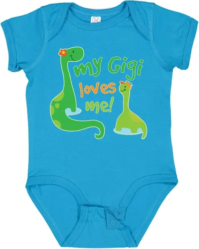 Vista 11 de inktastic My Gigi Loves Me Grandson - Body de dinosaurio para bebé 0020 Blanco