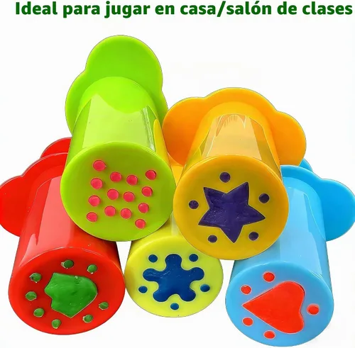 Vista 5 de MAGIKON Juego de herramientas de masa y arcilla de 5 piezas - Extrusoras de masa para el hogar, aula o juego en grupo Regalo de arte para niños