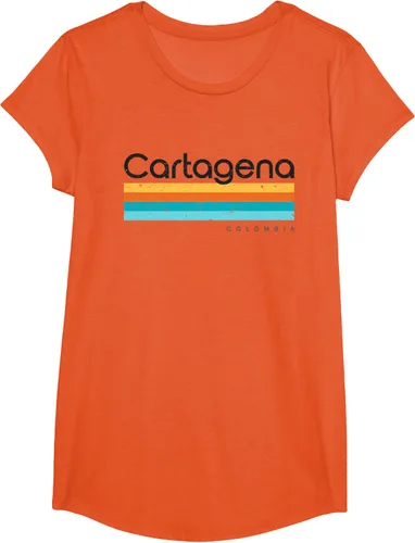Vista 39 de Camiseta vintage de Cartagena Colombia con diseño retro, Blanco, S