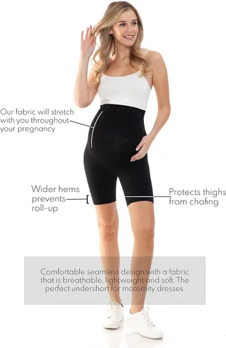Vista 6 de Leggings Depot Ropa de maternidad sin costuras para mujer, ropa interior de embarazo a medio muslo, soporte para el vientre, evita rozaduras, S-XL