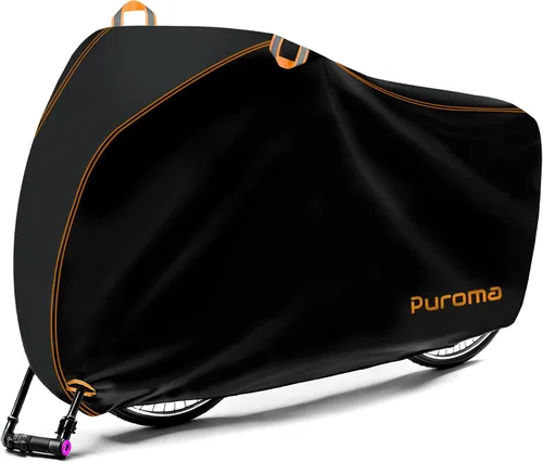 Vista 12 de Puroma Funda para bicicleta impermeable al aire libre, cubierta de bicicleta para lluvia, sol, rayos UV, polvo, viento, con agujero de bloqueo