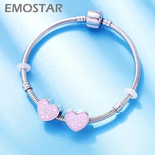 Vista 3 de EMOSTAR Dijes temáticos para el día de la madre, plata de ley, madre, padre, hija, hijo, nana, esposa, marido, madrina, corona de mamá, cuentas