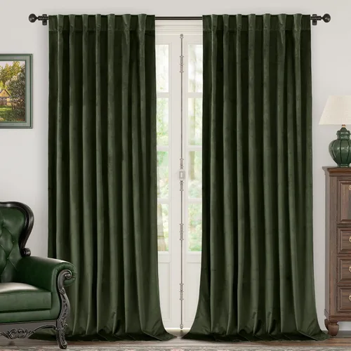Vista 29 de BGment Cortinas de terciopelo rosa polvoriento, 2 paneles de 84 pulgadas, 2 paneles para sala de estar, aislamiento térmico de lujo, reducen