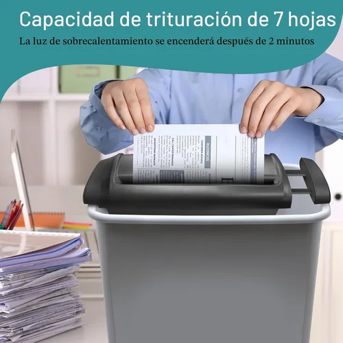 Vista 4 de EXTRIC Trituradora de papel para trituradora de documentos de 7 hojas de corte en tiras